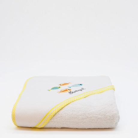 Sardinhas I Hooded Cotton Baby Bath Towel - Yellow