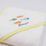 Sardinhas I Hooded Cotton Baby Bath Towel - Yellow