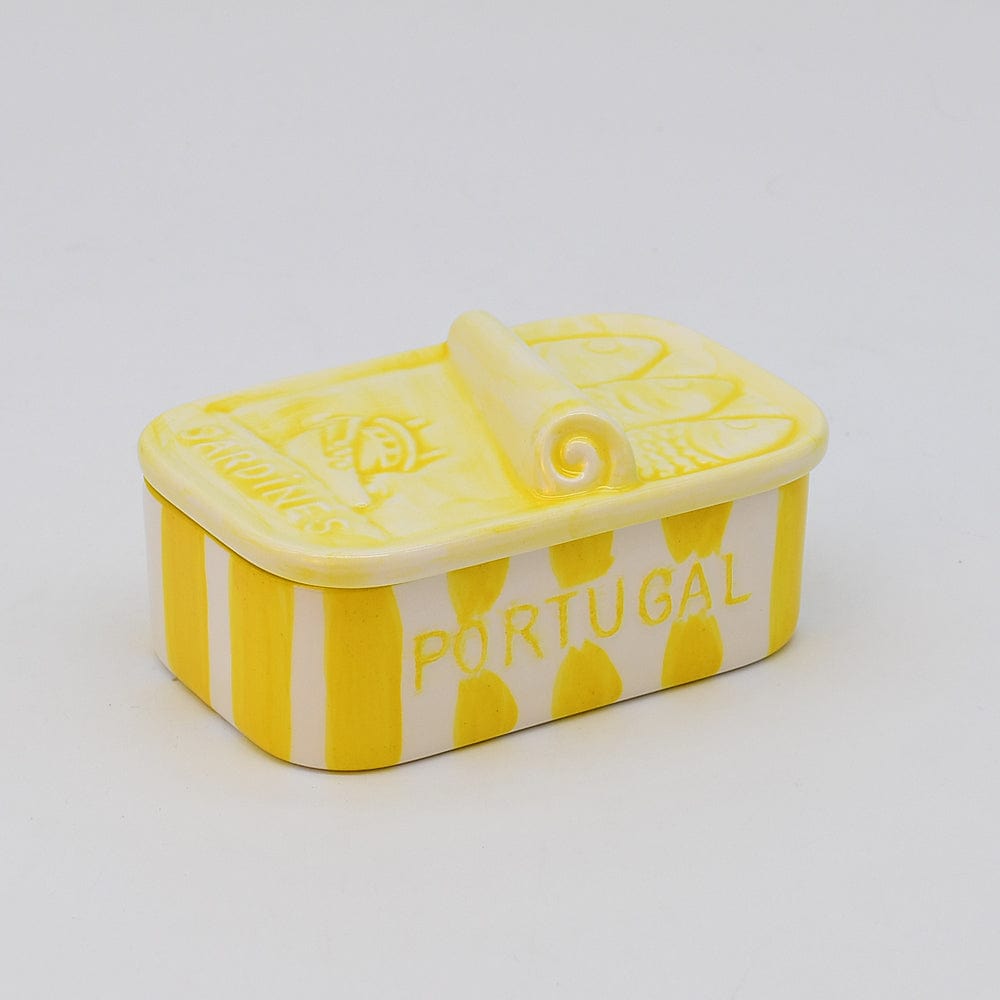 Sardinhas I Striped Ceramic Box - Yellow