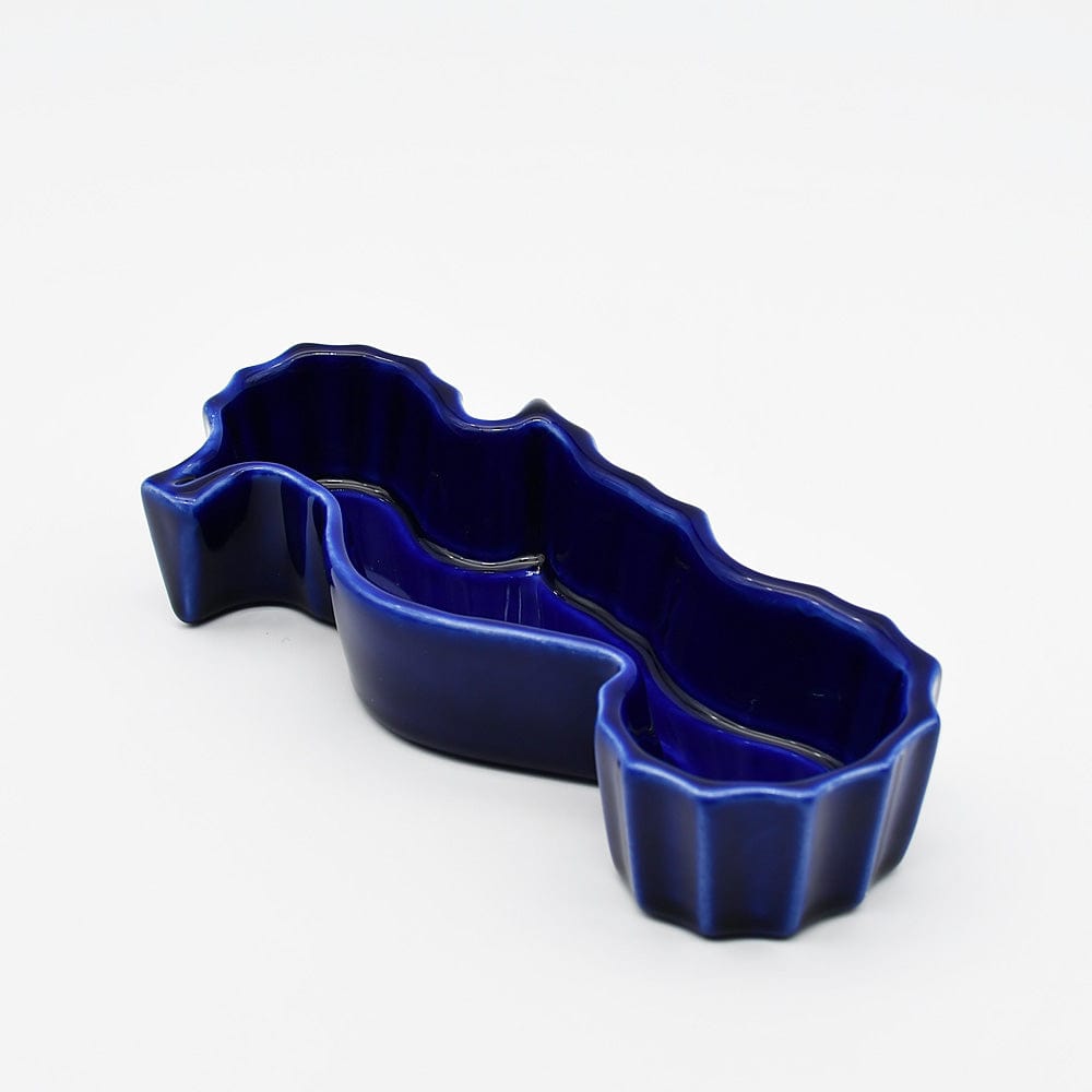 Seahorse-shaped Ceramic Serving Dish - Blue