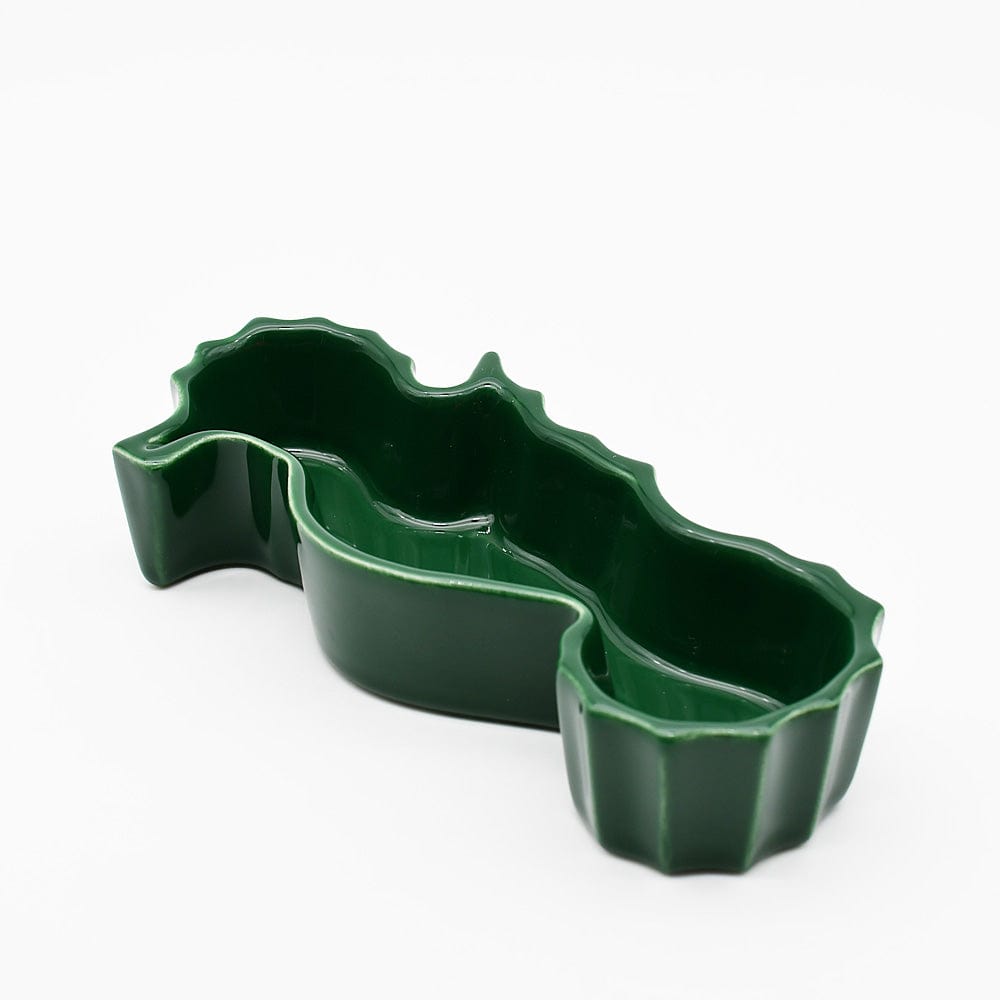 Seahorse-shaped Ceramic Serving Dish - Green