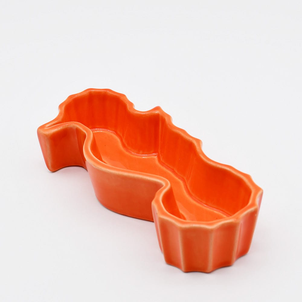 Seahorse-shaped Ceramic Serving Dish - Orange