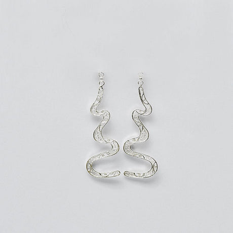 Serpente I Silver Earrings - 2.4''