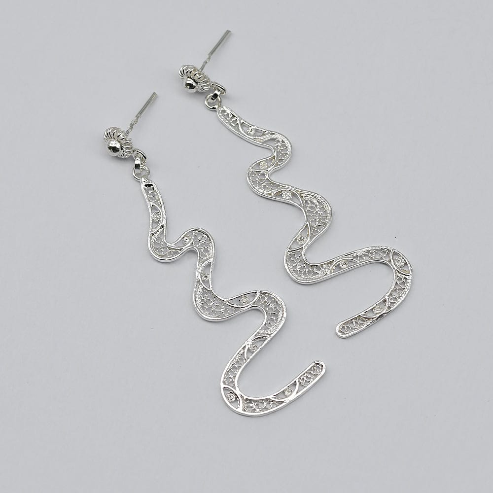 Serpente I Silver Earrings - 2.4''