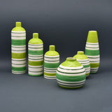 Set of 3 striped ceramic Vases - Green