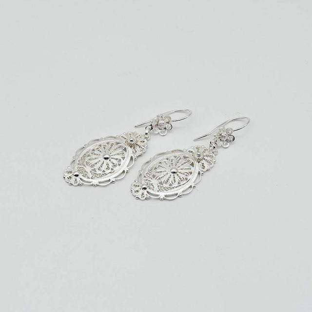 Silver Filigree Earrings - 2.0''