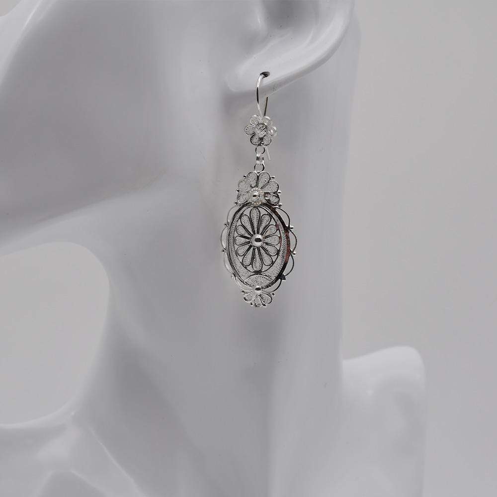 Silver Filigree Earrings - 2.0''