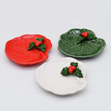 Small Ceramic Dish with a Holly Leaf - Green