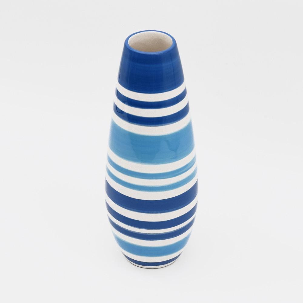 Striped Ceramic Vase - Blue