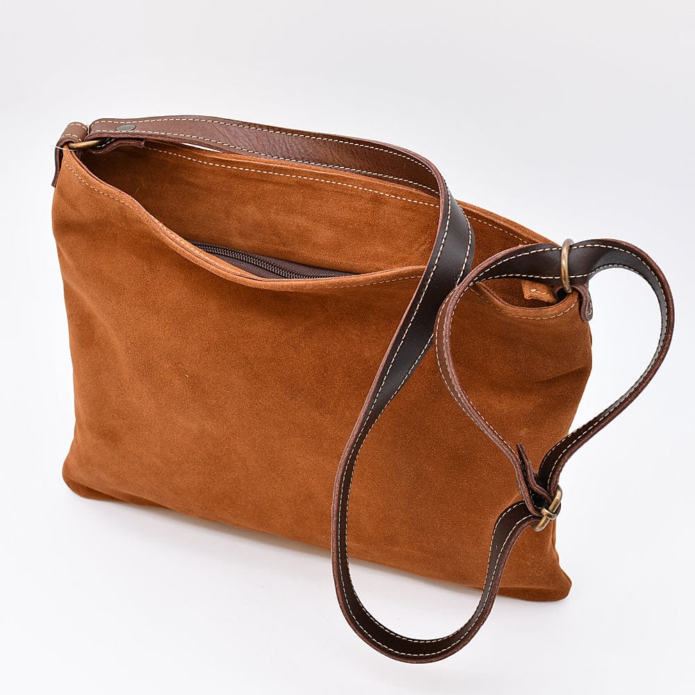 Suede Shoulder Bag - Brown