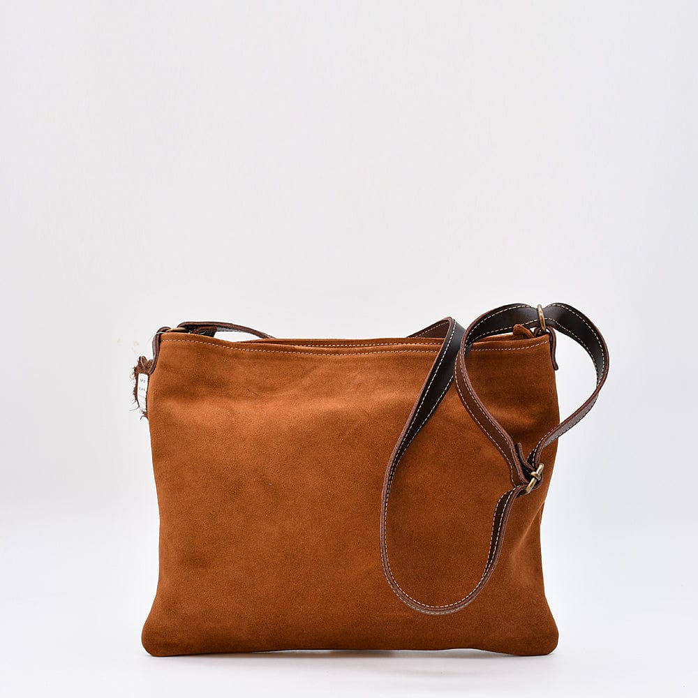 Suede Shoulder Bag - Brown