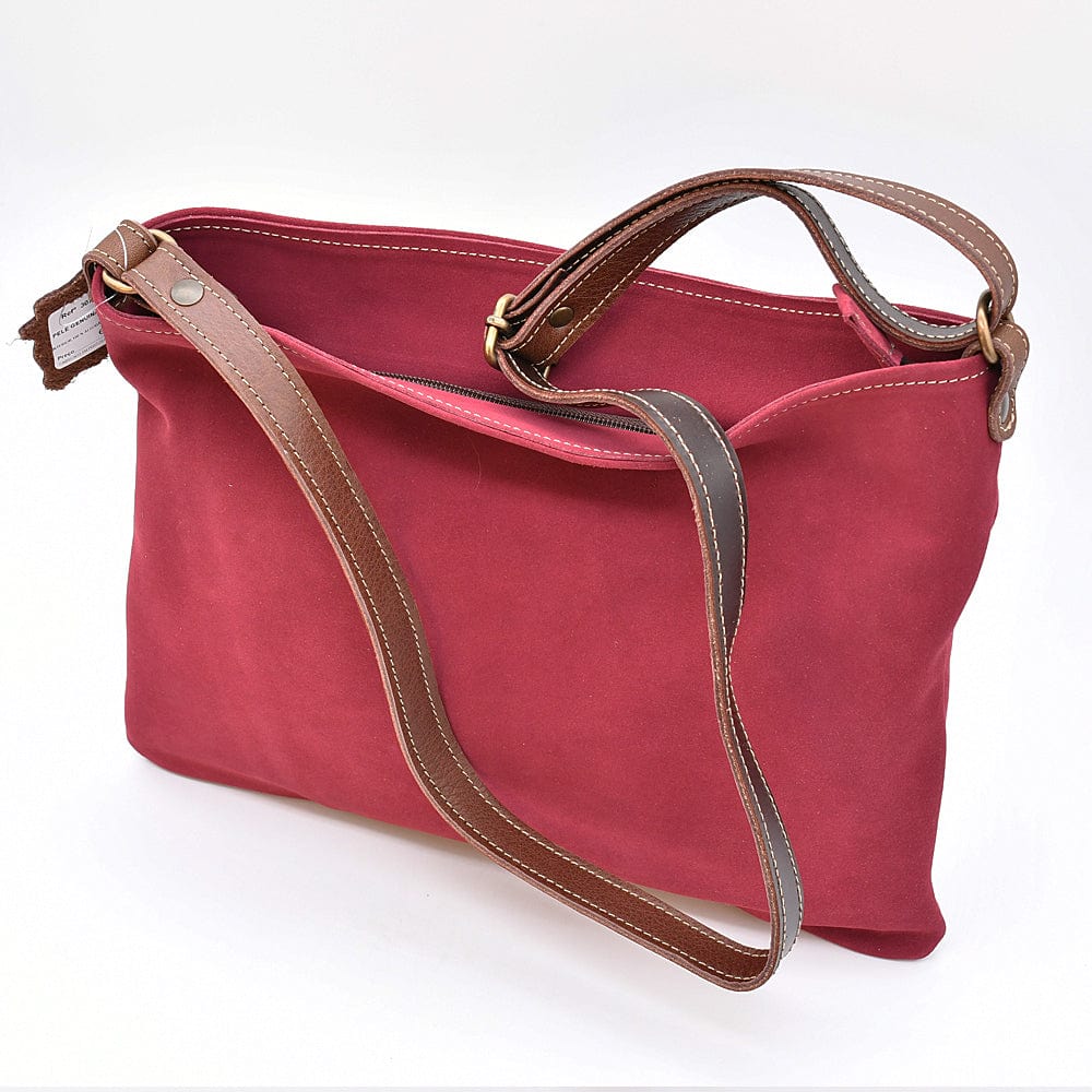 Suede Shoulder Bag - Burgundy