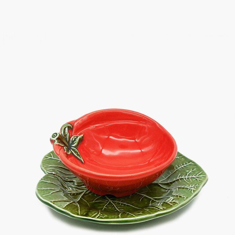 Tomato-shaped Ceramic Bowl & Plate Set