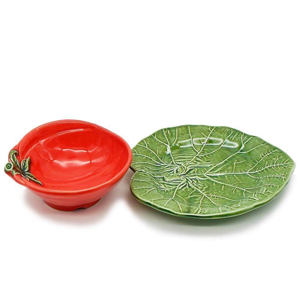 Tomato-shaped Ceramic Bowl & Plate Set