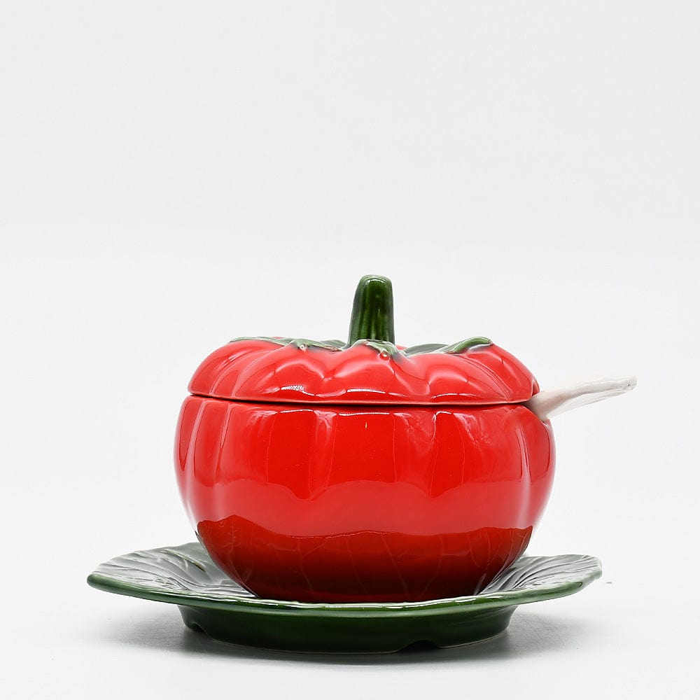 Tomato-shaped Ceramic Pot - 5.9''