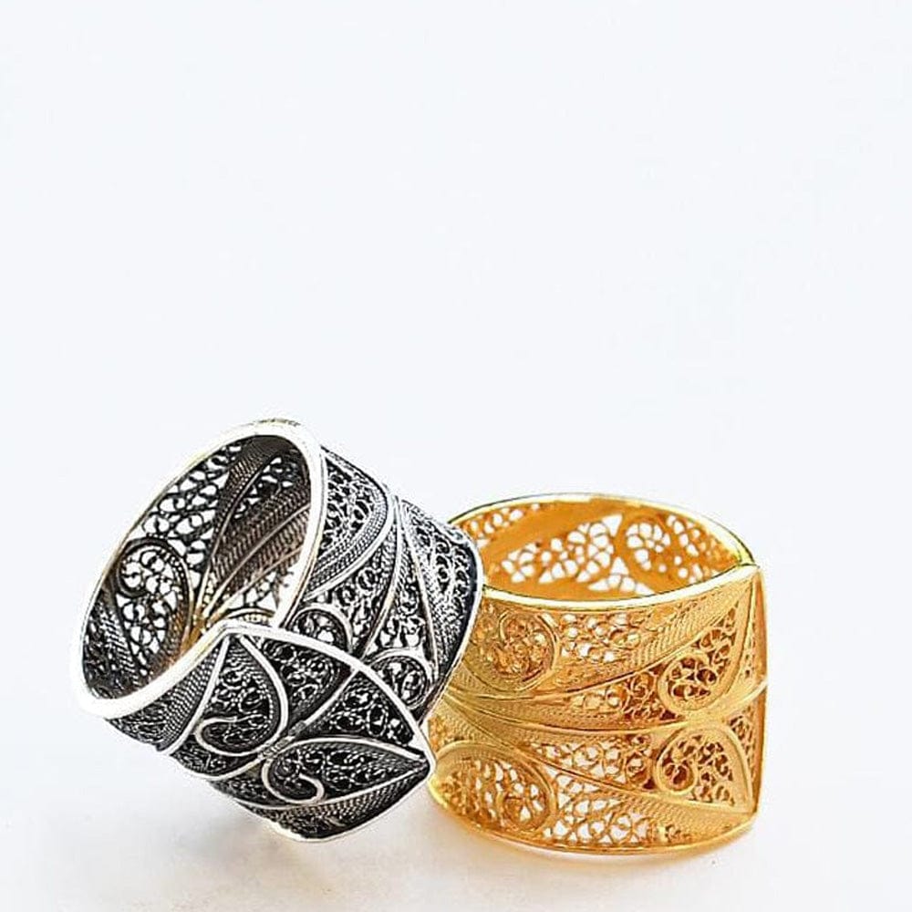 Wide filigree ring